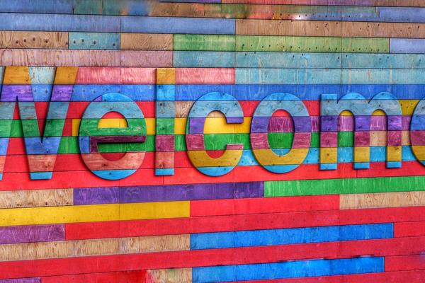 colourful welcome sign